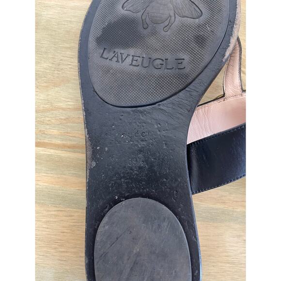 Gucci Women's Marmont GG T-Strap Thong Sandals Flip Flops Black EU 39.5 US 9.5 - Picture 5 of 8